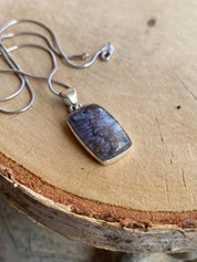 Blue John Sterling Silver Rectangular Pendant