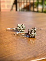Hexagon cut Pyrite Druzy 925 Sterling Silver Dangle Earrings