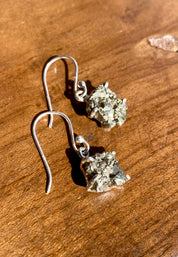 Hexagon cut Pyrite Druzy 925 Sterling Silver Dangle Earrings