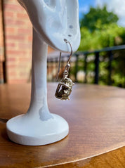 Hexagon cut Pyrite Druzy 925 Sterling Silver Dangle Earrings