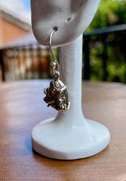 Hexagon cut Pyrite Druzy 925 Sterling Silver Dangle Earrings