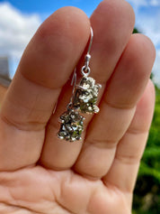 Hexagon cut Pyrite Druzy 925 Sterling Silver Dangle Earrings
