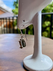 Hexagon cut Pyrite Druzy 925 Sterling Silver Dangle Earrings