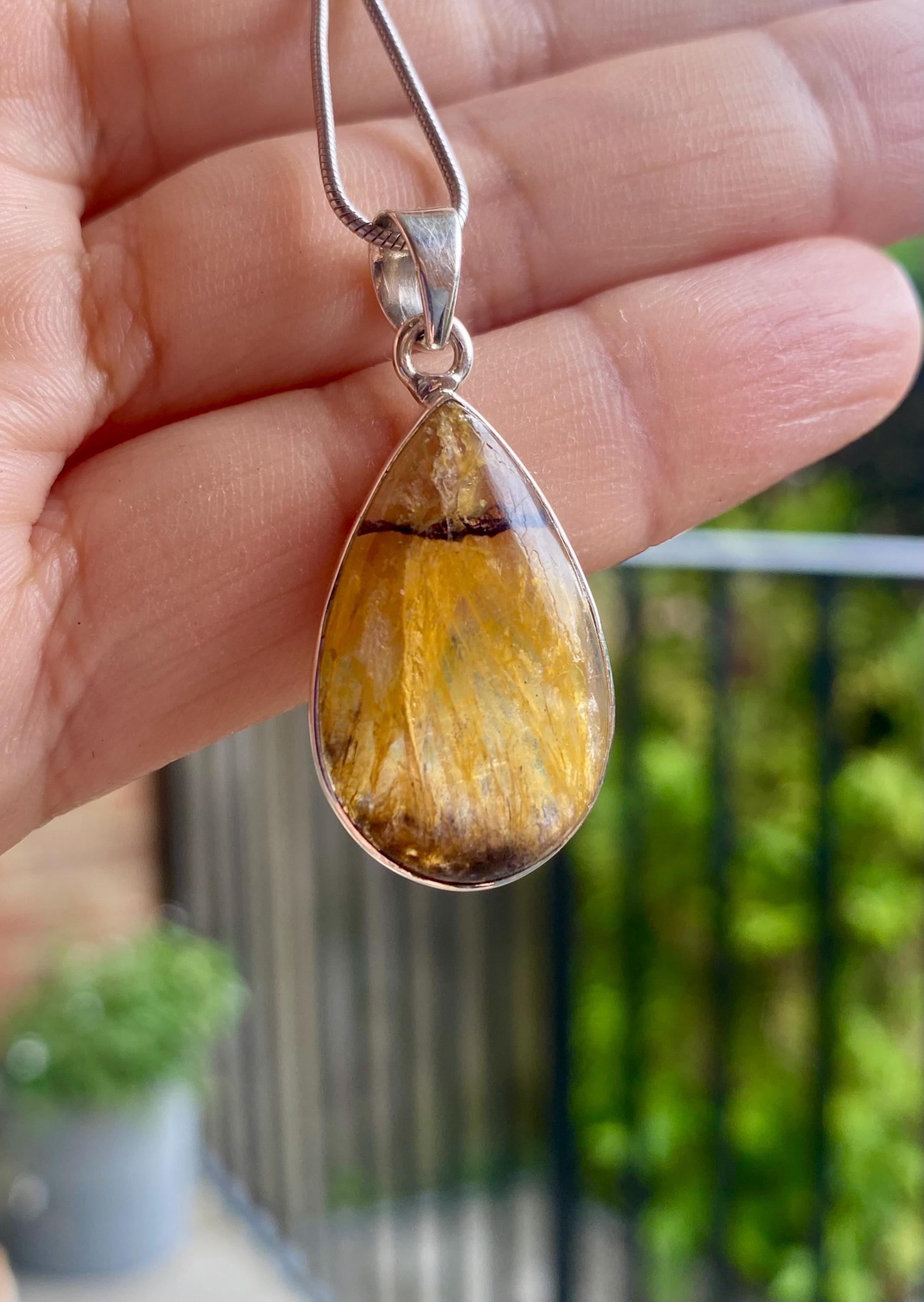Blue John Silver Teardrop Pendant - Extremely Rare