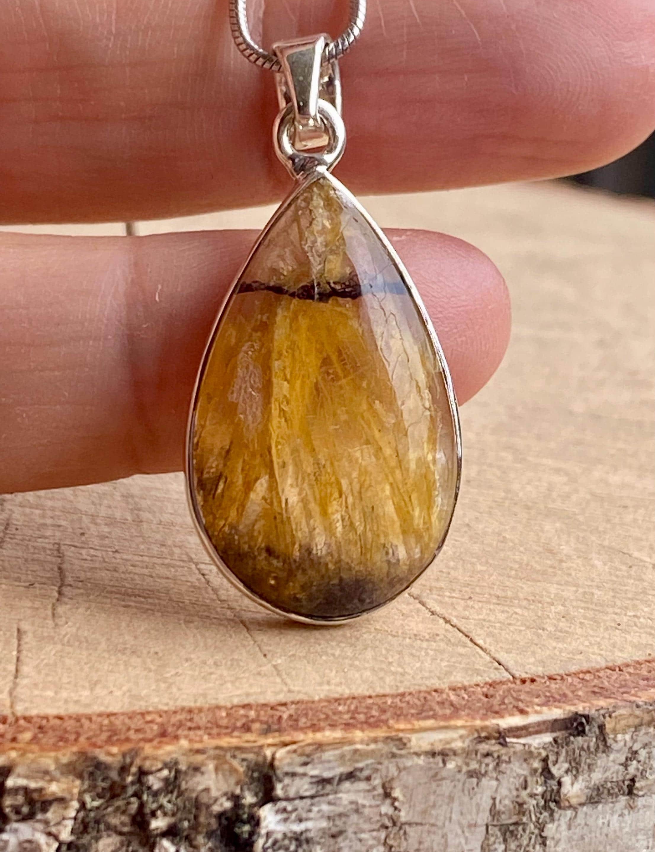 Blue John Silver Teardrop Pendant - Extremely Rare