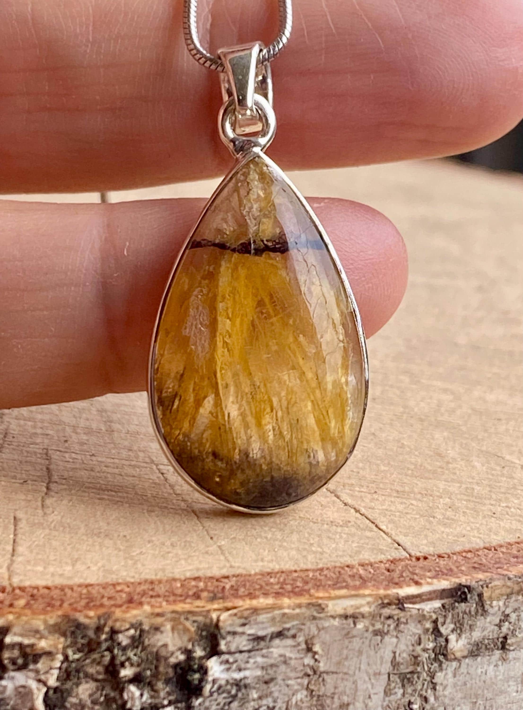 Blue John Silver Teardrop Pendant - Extremely Rare