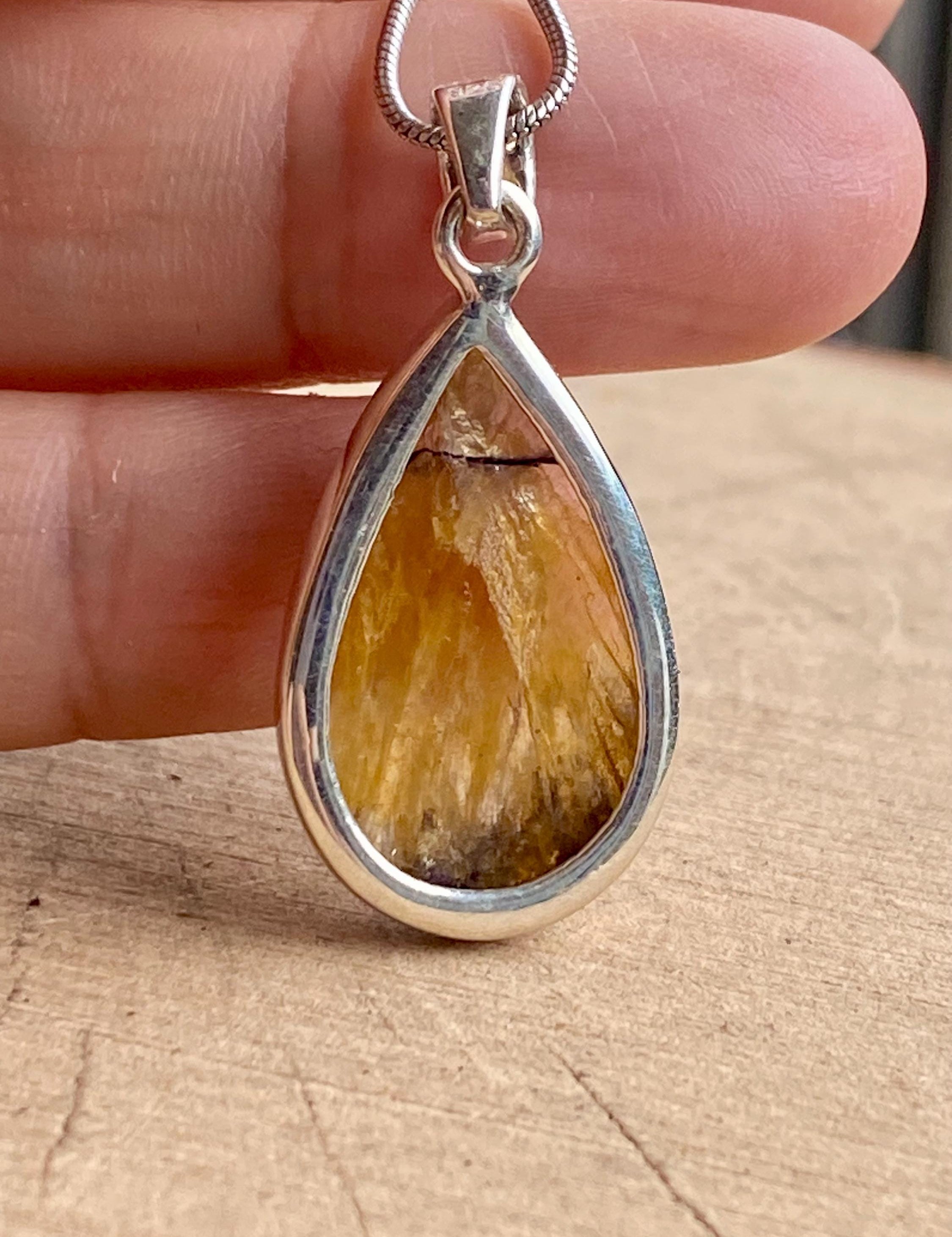 Blue John Silver Teardrop Pendant - Extremely Rare