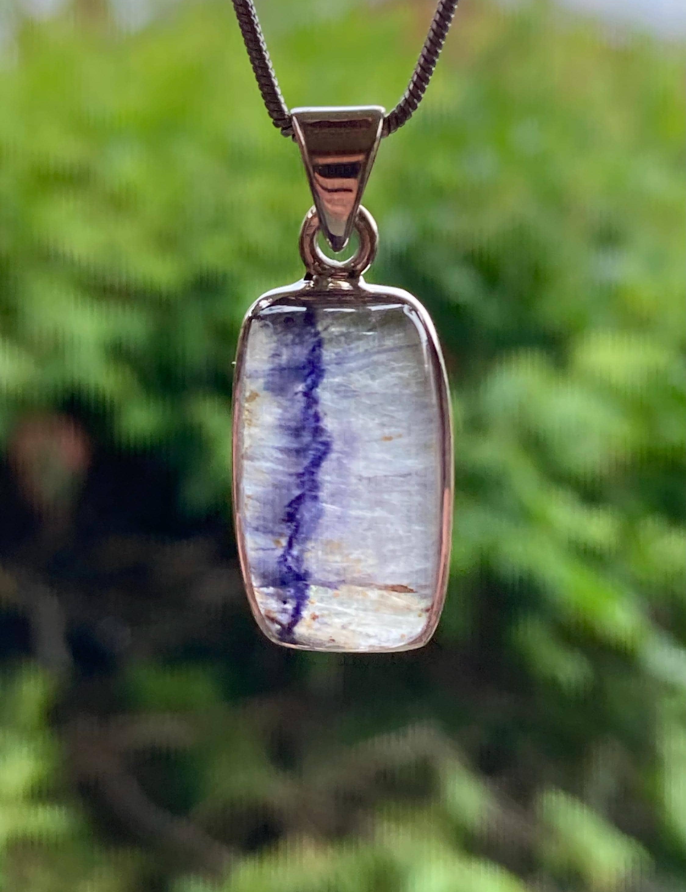 Blue John Sterling Silver Rectangular Pendant