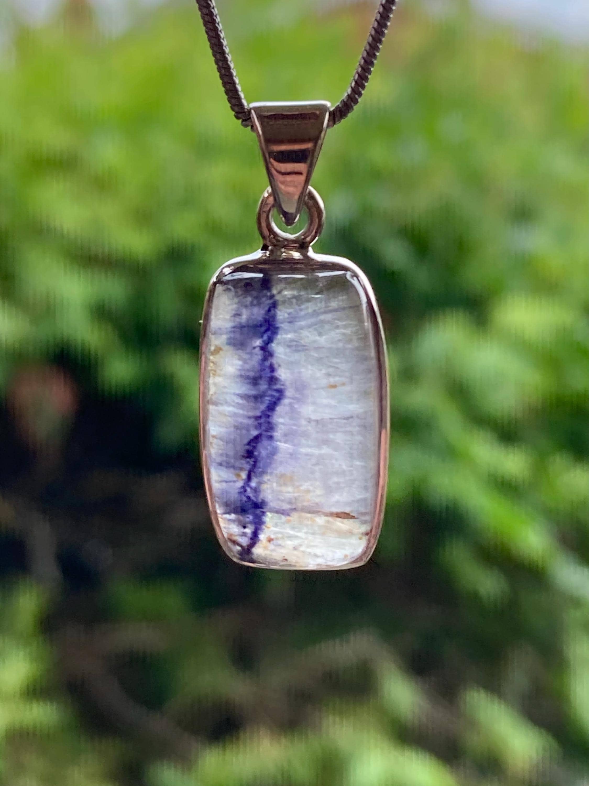 Blue John Sterling Silver Rectangular Pendant