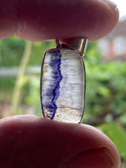 Blue John Sterling Silver Rectangular Pendant