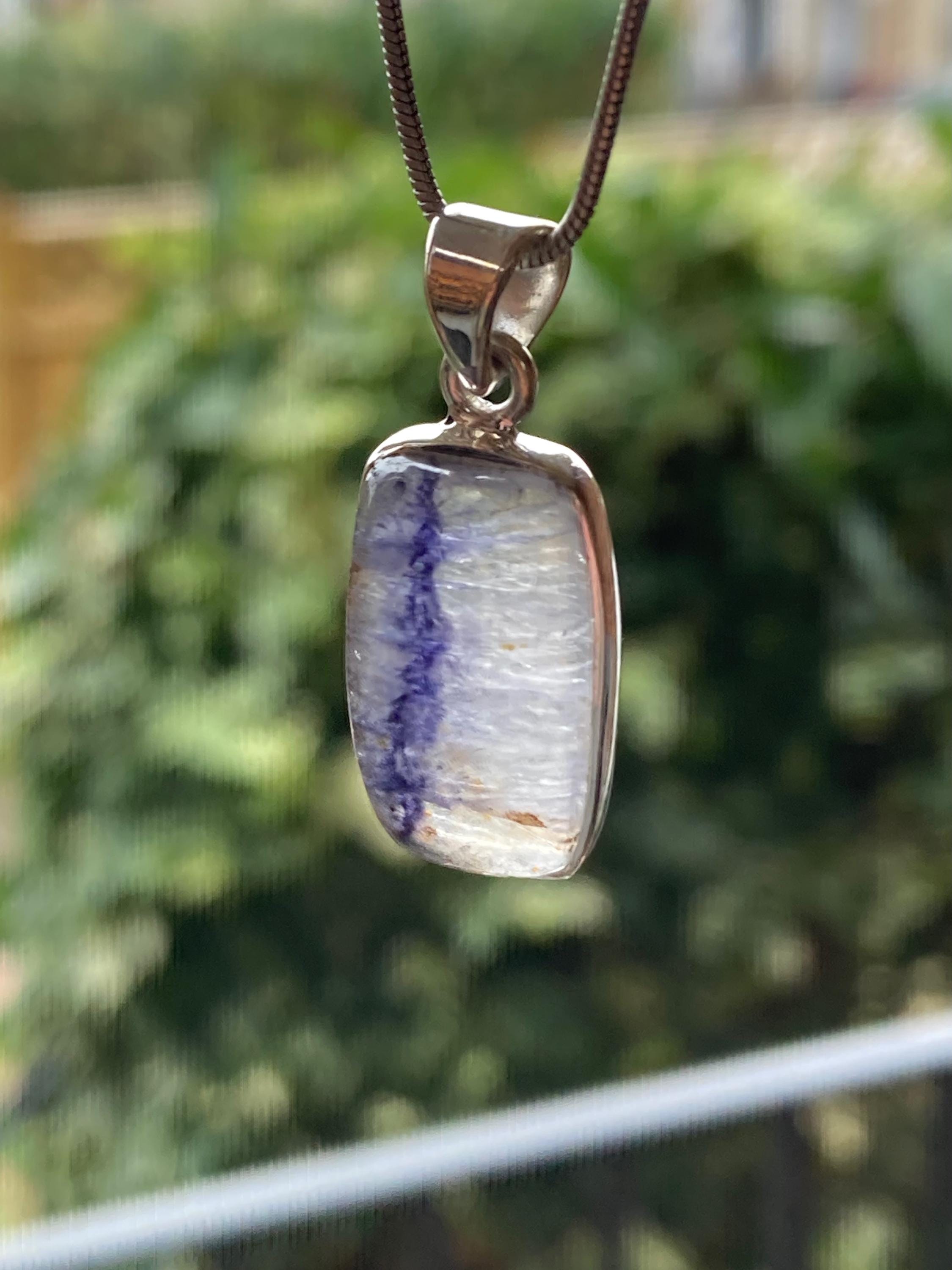 Blue John Sterling Silver Rectangular Pendant