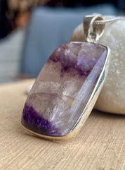 Blue John Sterling Silver Rectangular Pendant