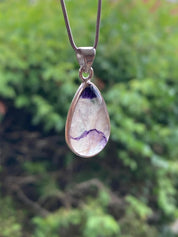 Blue John Silver Teardrop Pendant - Extremely Rare