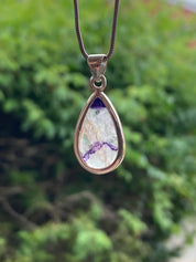 Blue John Silver Teardrop Pendant - Extremely Rare