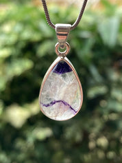 Blue John Silver Teardrop Pendant - Extremely Rare