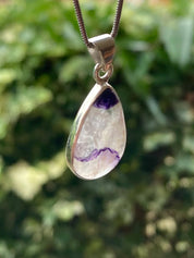 Blue John Silver Teardrop Pendant - Extremely Rare
