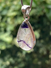 Blue John Silver Teardrop Pendant - Extremely Rare