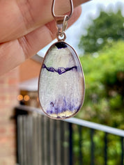 Blue John Silver Teardrop Pendant - Extremely Rare