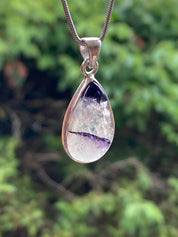 Blue John Silver Teardrop Pendant - Extremely Rare