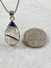 Blue John Silver Teardrop Pendant - Extremely Rare
