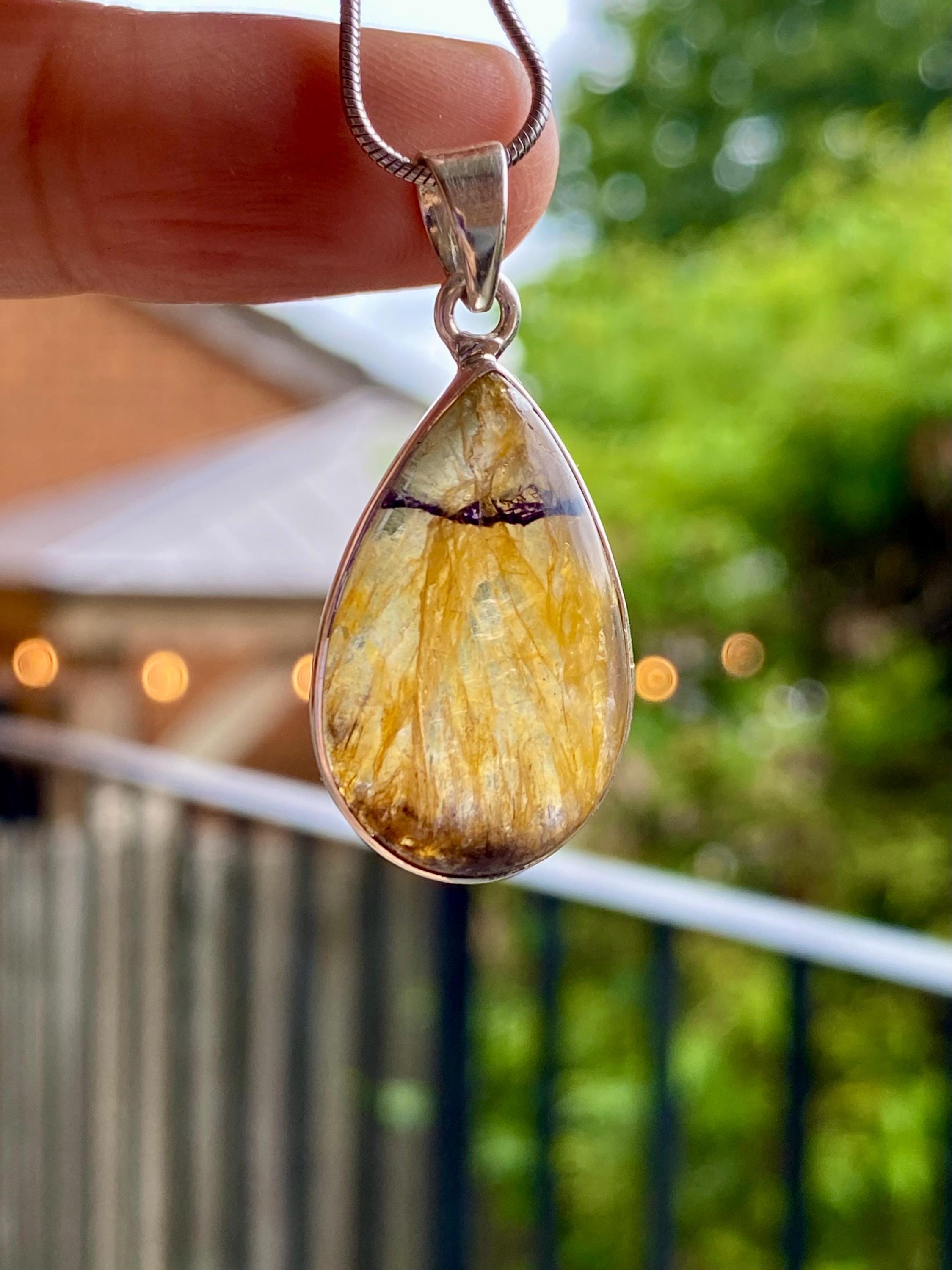 Blue John Silver Teardrop Pendant - Extremely Rare