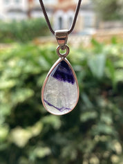 Blue John Silver Teardrop Pendant - Extremely Rare