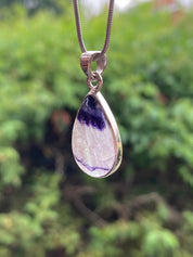 Blue John Silver Teardrop Pendant - Extremely Rare