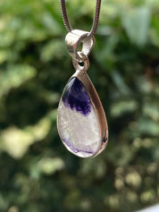 Blue John Silver Teardrop Pendant - Extremely Rare