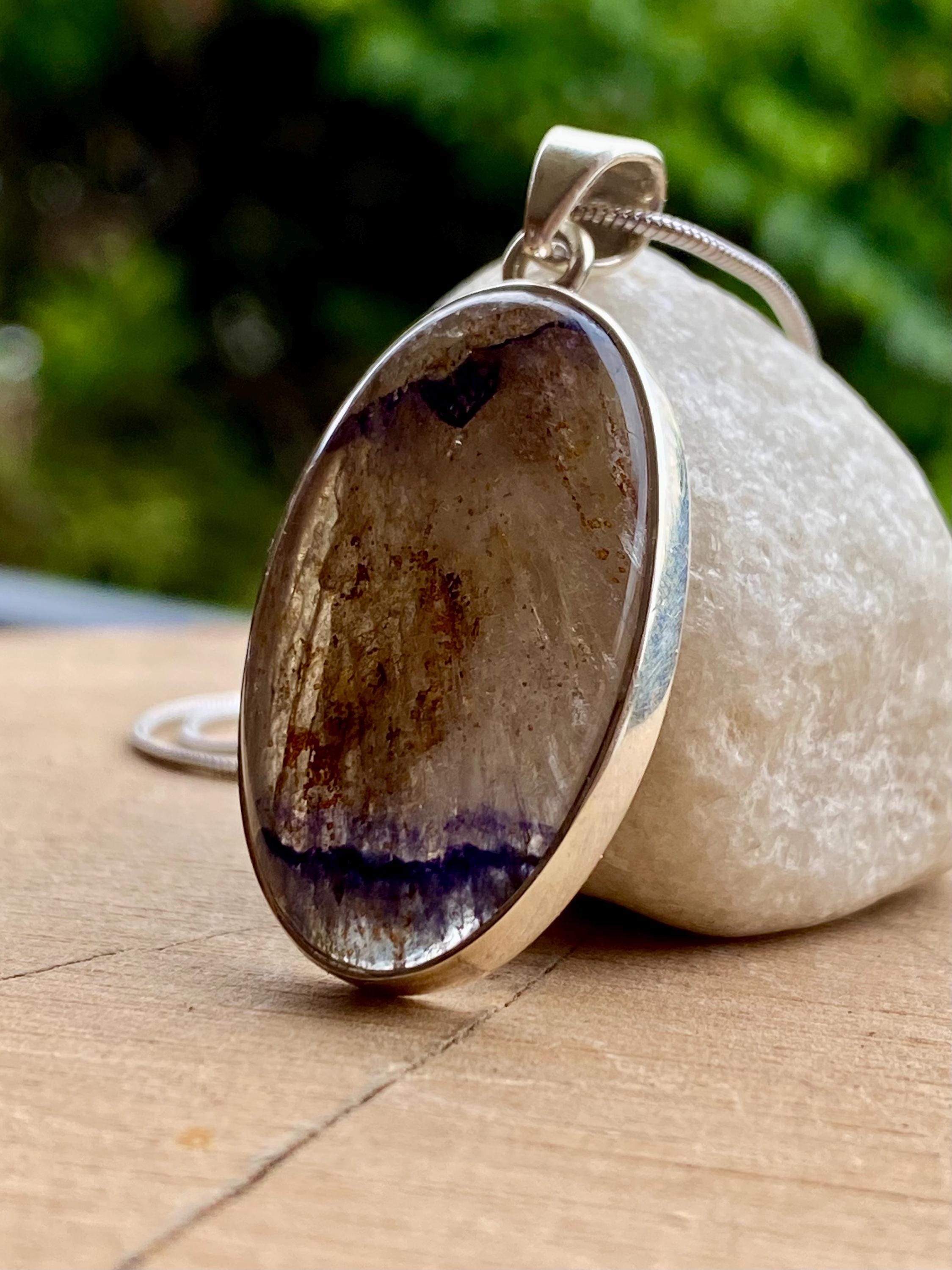 Oval Blue John 925 Sterling Silver Pendant