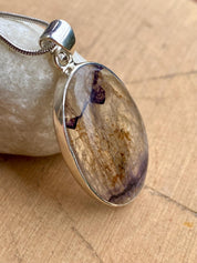 Oval Blue John 925 Sterling Silver Pendant