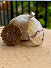 Blue John Silver Oval Pendant