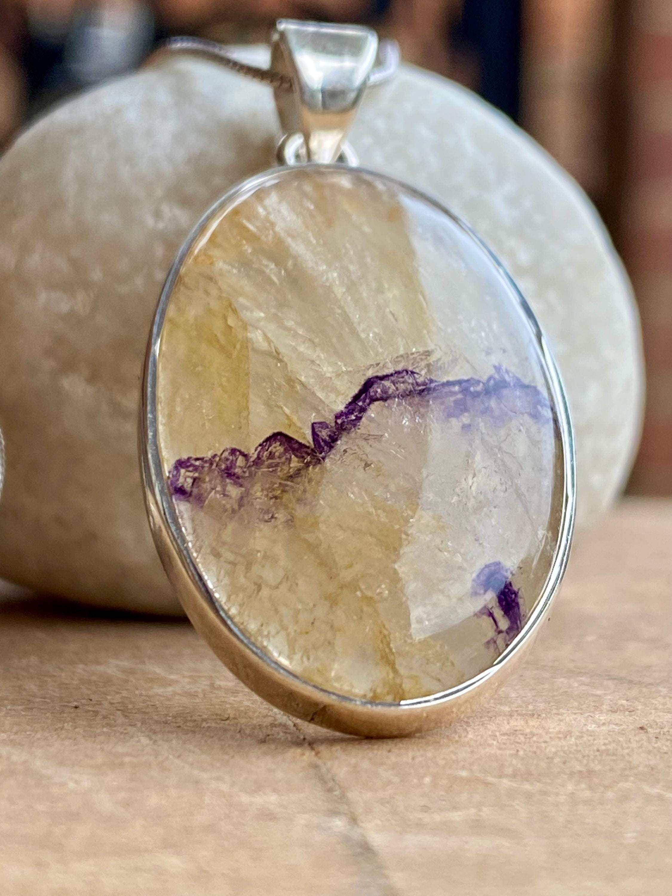 Blue John Silver Oval Pendant