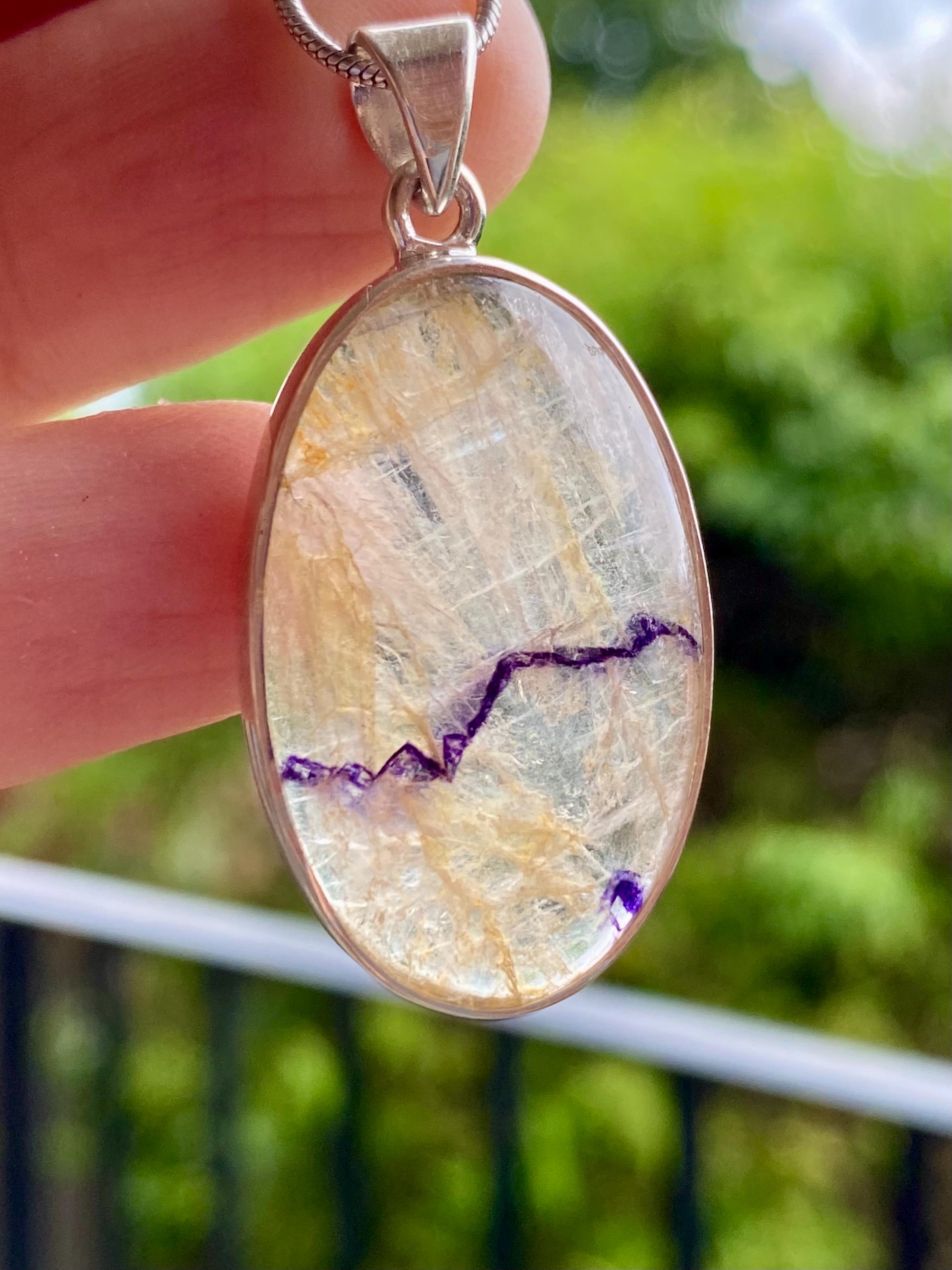 Blue John Silver Oval Pendant