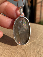 Rare Oval Purple Labradorite 925 Silver Pendant