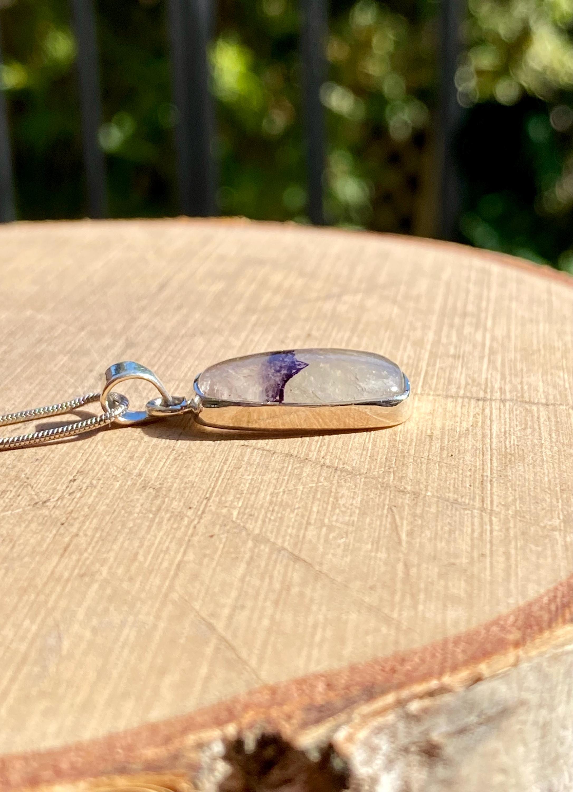 Blue John Sterling Silver Rectangular Pendant