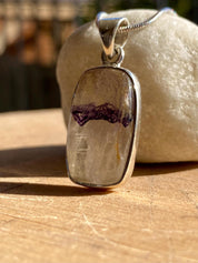 Blue John Sterling Silver Rectangular Pendant