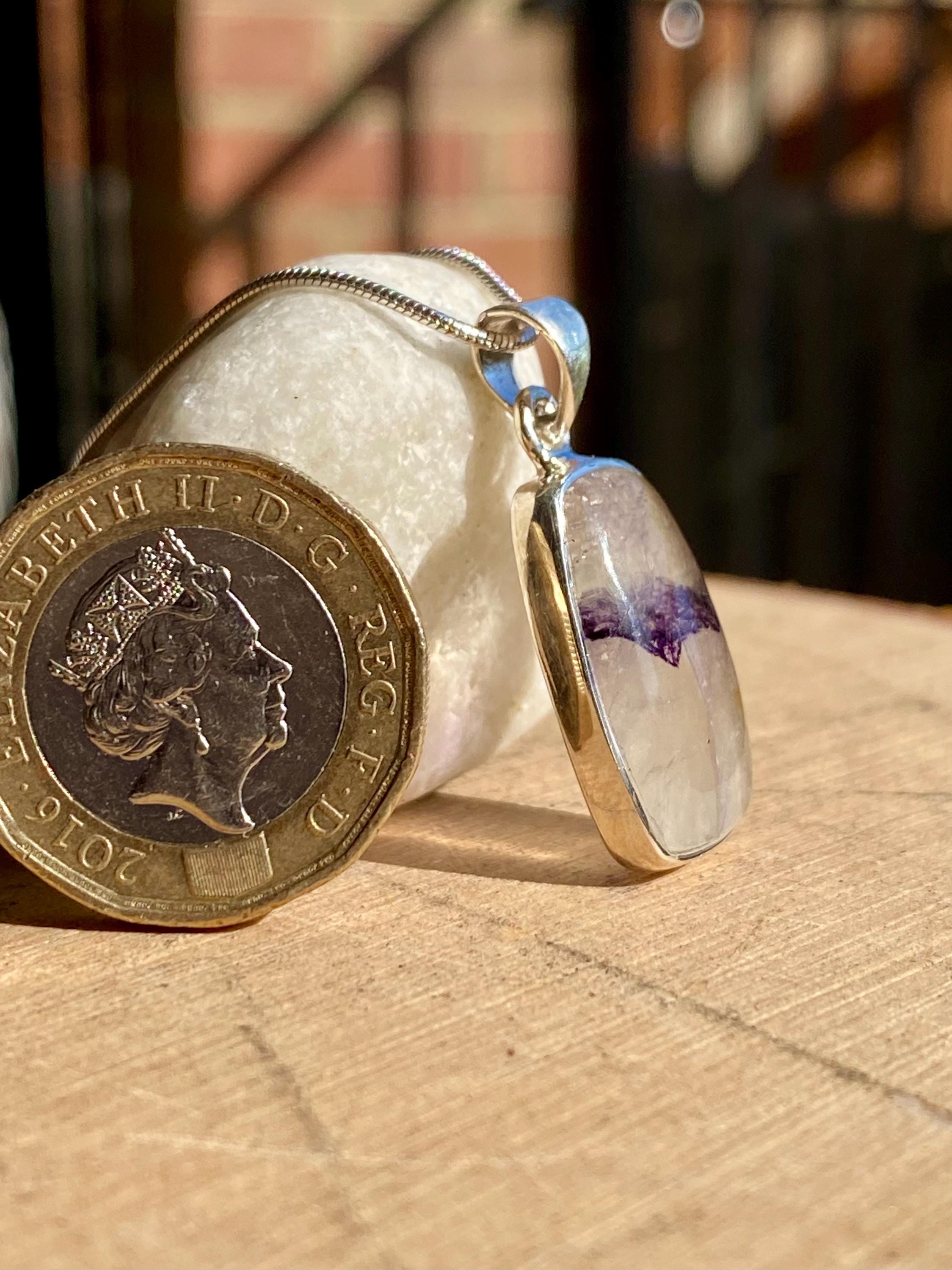 Blue John Sterling Silver Rectangular Pendant