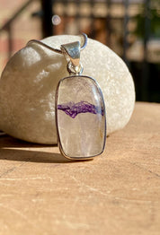 Blue John Sterling Silver Rectangular Pendant