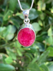 Raw Ruby 925 Sterling Silver Oval Pendant