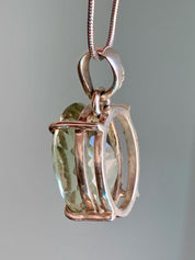 Green Amethyst (Prasiolite ) Sterling Silver Oval Pendant