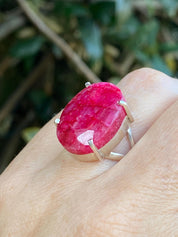 Oval Raw Ruby 925 Sterling Silver Oval Ring