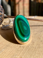 Natural Malachite 925 Sterling Silver High Quality Oval Pendant