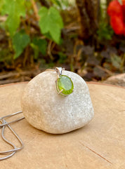 Natural Oval Peridot 925 Sterling Silver Pendant