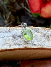 Natural Oval Peridot 925 Sterling Silver Pendant