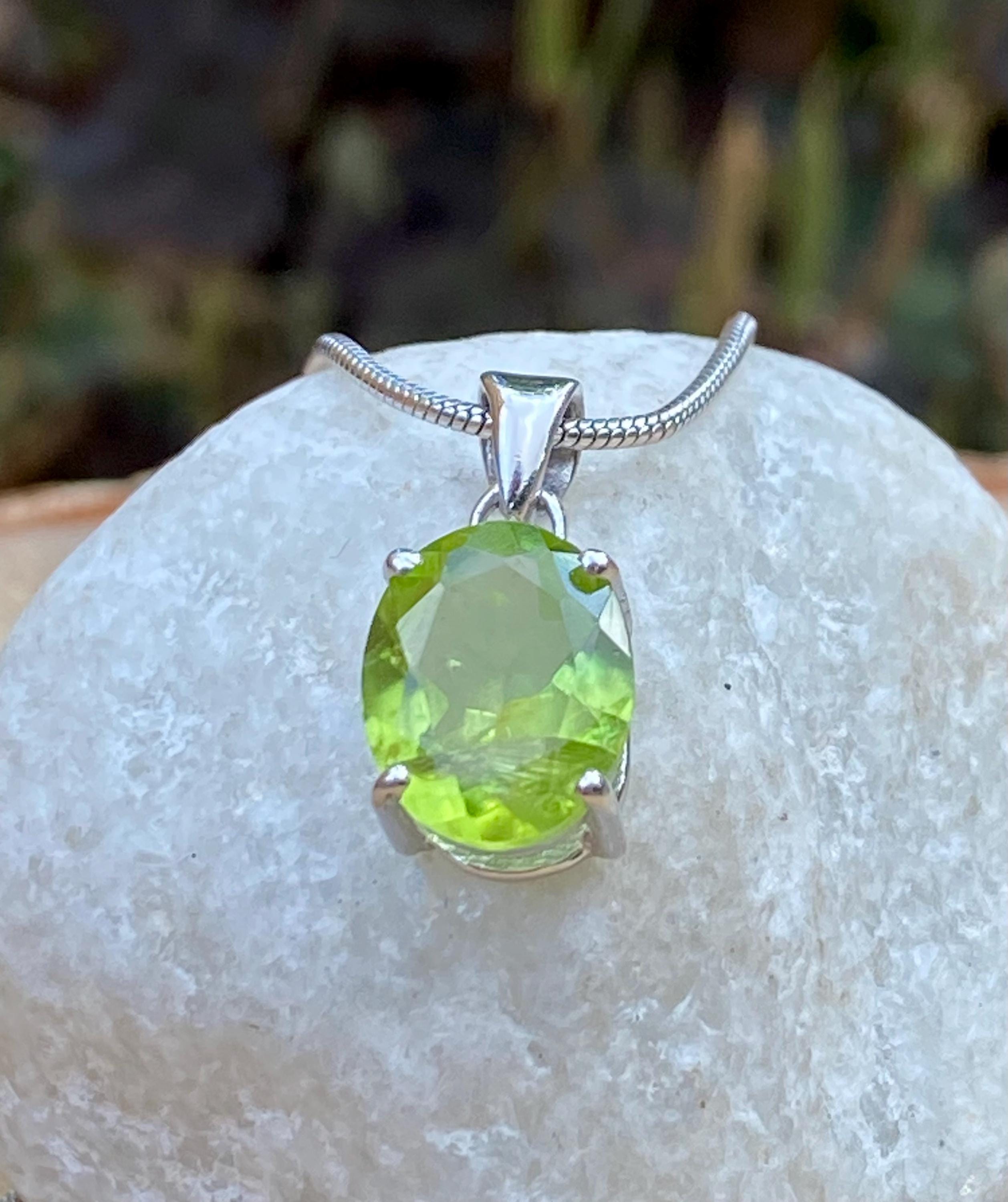 Natural Oval Peridot 925 Sterling Silver Pendant