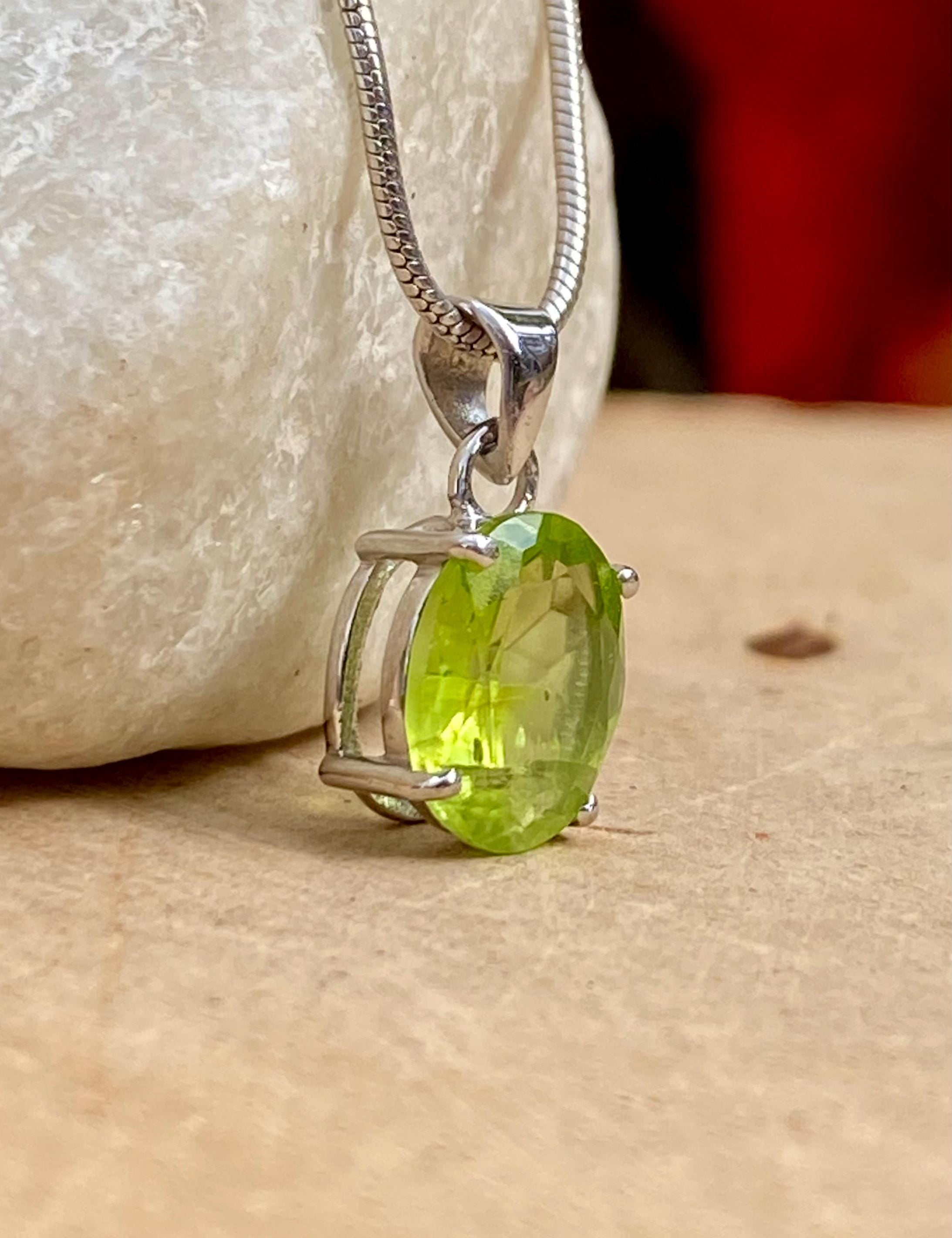 Natural Oval Peridot 925 Sterling Silver Pendant