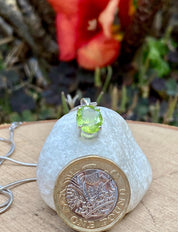 Natural Oval Peridot 925 Sterling Silver Pendant