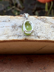 Natural Oval Peridot 925 Sterling Silver Pendant