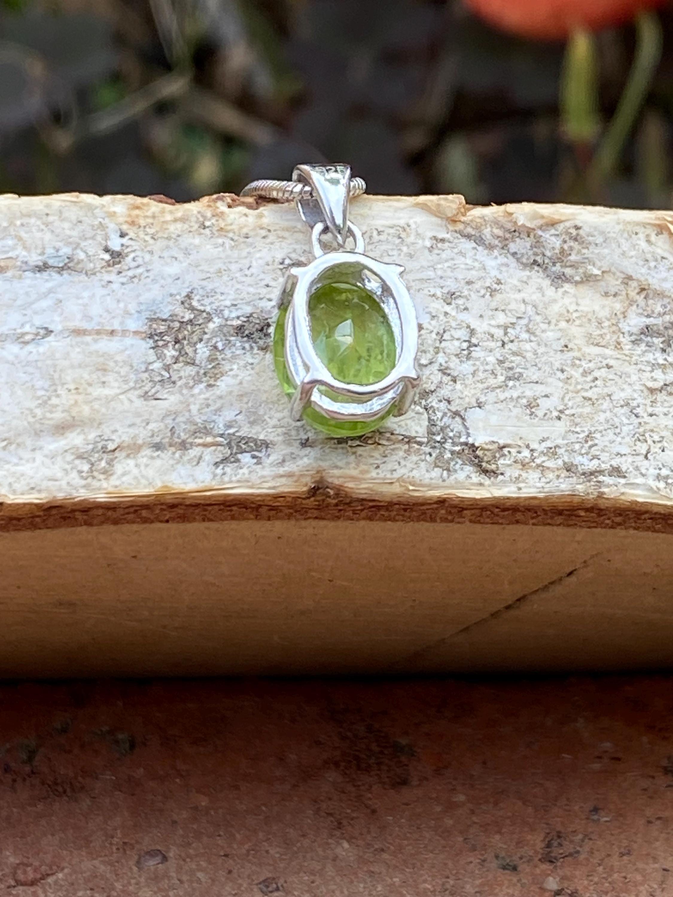 Natural Oval Peridot 925 Sterling Silver Pendant