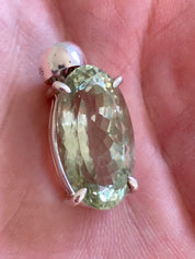 Green Amethyst (Prasiolite ) Sterling Silver Oval Pendant